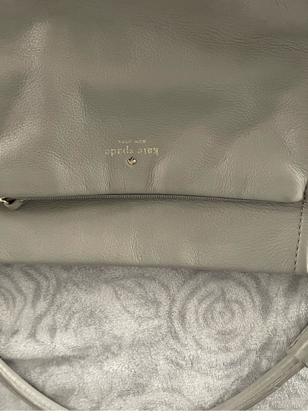 kate spade gray leather shoulder bag with gold accents - Picture 3 of 4